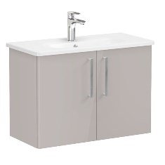 Vitra Root 66405 Lavabo Dolabı, Kapaklı, 80 Cm, Dar, Parlak Sahra Beji, Yuvarlak Lavabolu